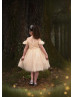 Cold Shoulder Champagne Star Tulle Flower Girl Dress